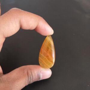 Yellow Aragonite Cabochon: Pear Shape Gemstone, 46.1 Carat