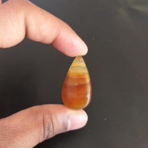 Yellow Aragonite Cabochon: Pear Shape Gemstone, 36.7 Carat