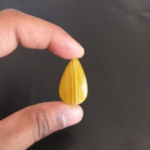 Yellow Aragonite Cabochon: Pear Shape Gemstone, 30.2 Carat