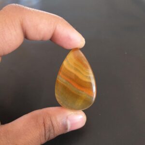 Yellow Aragonite Cabochon: Pear Shape Gemstone, 62.9 Carat, 45x30x6 Mm