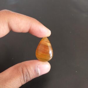 Yellow Aragonite Cabochon: Pear Stone For Jewelry (28.3 Carat, 29x20x7 Mm