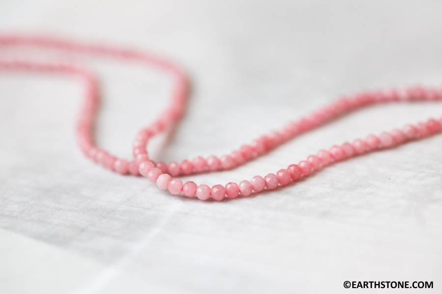 Xs/ Pink Aragonite 2mm/ 3mm Faceted Round Beads 15.5" Strand Natural Gemstone Beads For Jewelry Making