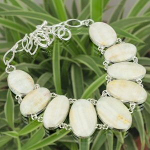 Handmade Aragonite Necklace: 925 Sterling Silver Adjustable Chain