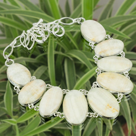 Handmade Aragonite Necklace: 925 Sterling Silver Adjustable Chain Handmade Aragonite Necklace: 925 Sterling Silver Adjustable Chain