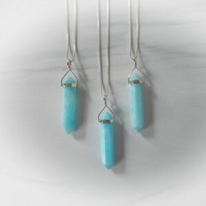 Sterling Silver Gemstone Point • Aragonite Necklace • Blue Gemstone Point • Healing Crystal Necklace • Layering Necklace • Affordable Gift Sterling Silver Gemstone Point • Aragonite Necklace • Blue Gemstone Point • Healing Crystal Necklace • Layering Necklace • Affordable Gift