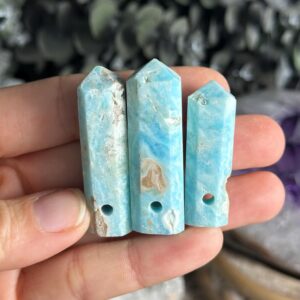 Blue Aragonite Drilled Tower For Pendants