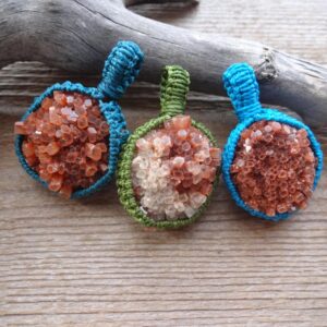 Aragonite Cluster Macrame Pendant, Raw Crystal Necklace, Healing Energy Stones