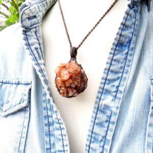 Aragonite crystal necklace, aragonite jewelry, aragonite pendant, aragonite healing, aragonite for sale, aragonite meaning, macrame necklace