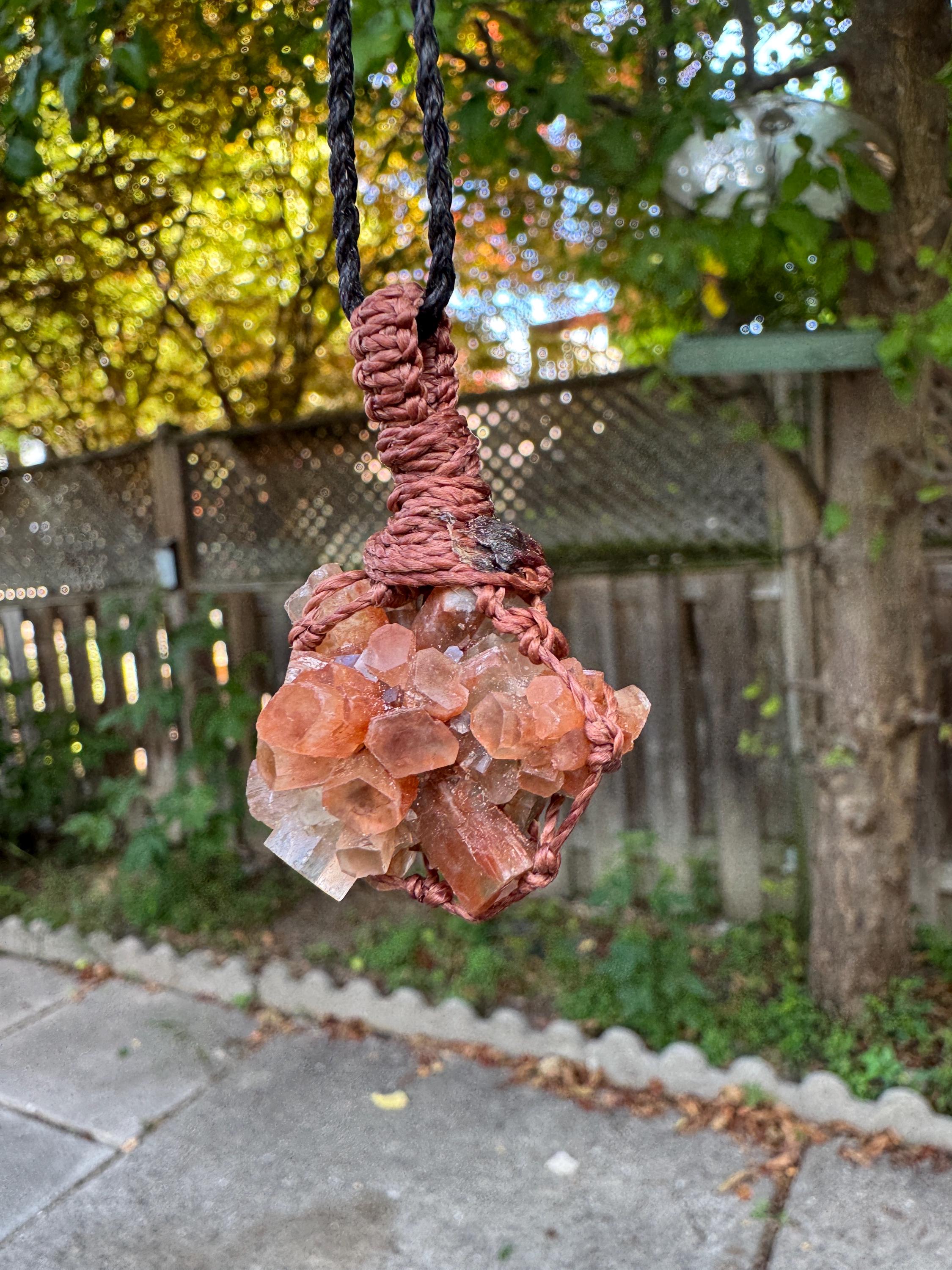 Aragonite Crystal Necklace, Raw Aragonite Jewelry, Grounding Crystal Necklace, Healing Stone Pendant, Macrame Stone Necklace, Boho Necklace
