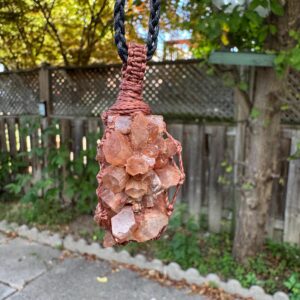Aragonite Crystal Necklace, Raw Aragonite Jewelry, Grounding Crystal Necklace, Healing Stone Pendant, Macrame Stone Necklace, Boho Necklace