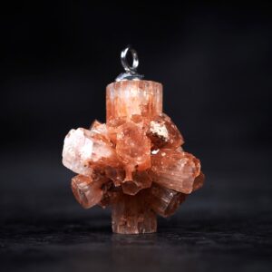 Genuine Raw Aragonite Star Cluster Pendant On Stainless Steel Chain. Rough Orange Aragonite Pendant. Aragonite Necklace