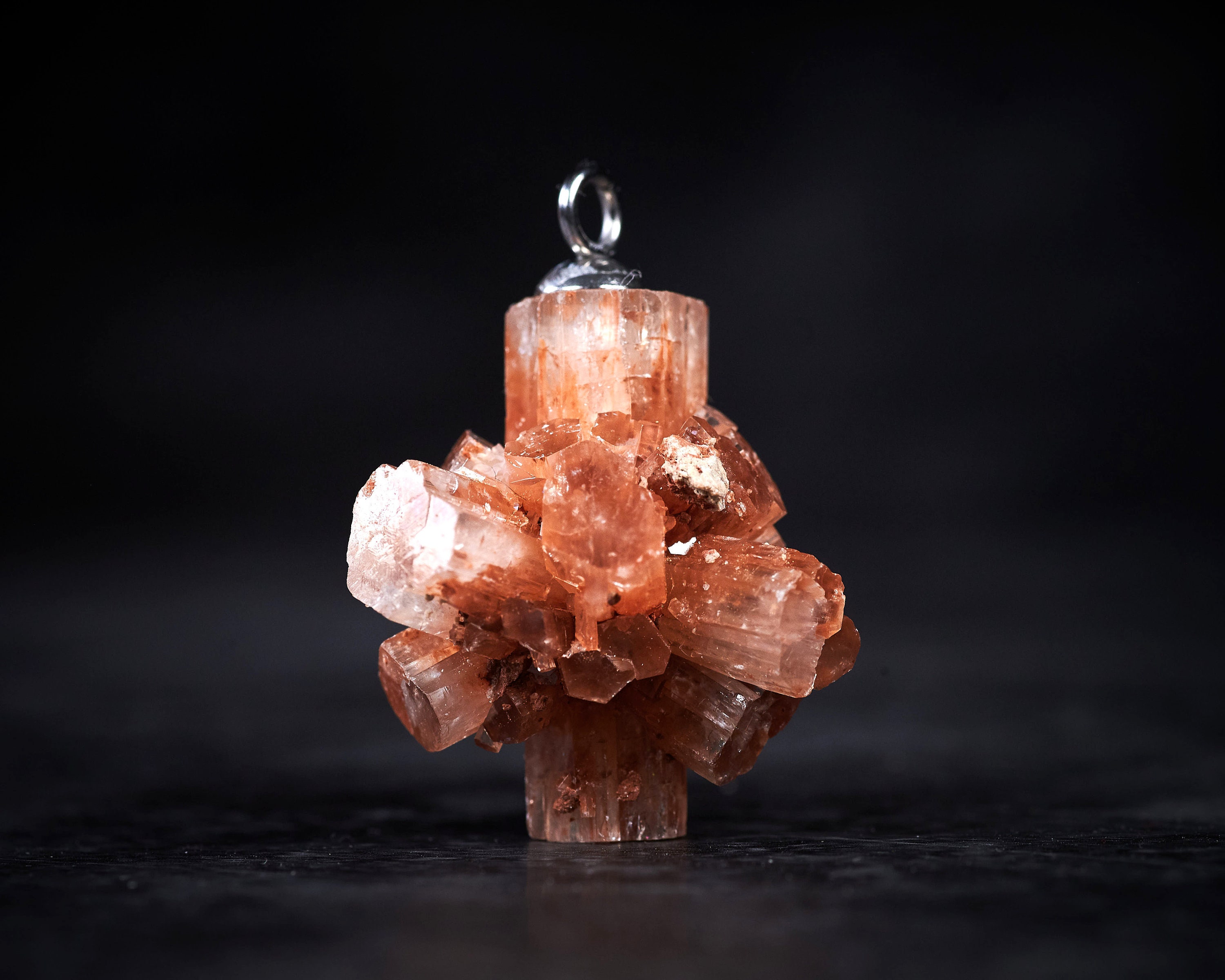 Genuine Raw Aragonite Star Cluster Pendant On Stainless Steel Chain. Rough Orange Aragonite Pendant. Aragonite Necklace