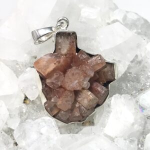 Orange Aragonite Star Crystal Cluster Pendant