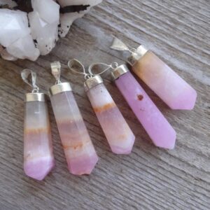 Pink Crystal Aragonite Pendant From Pakistan, Set Of Pink Aragonite Necklace Pendant On Chain, Natural Healing Crystal Chakra Stone Jewelry