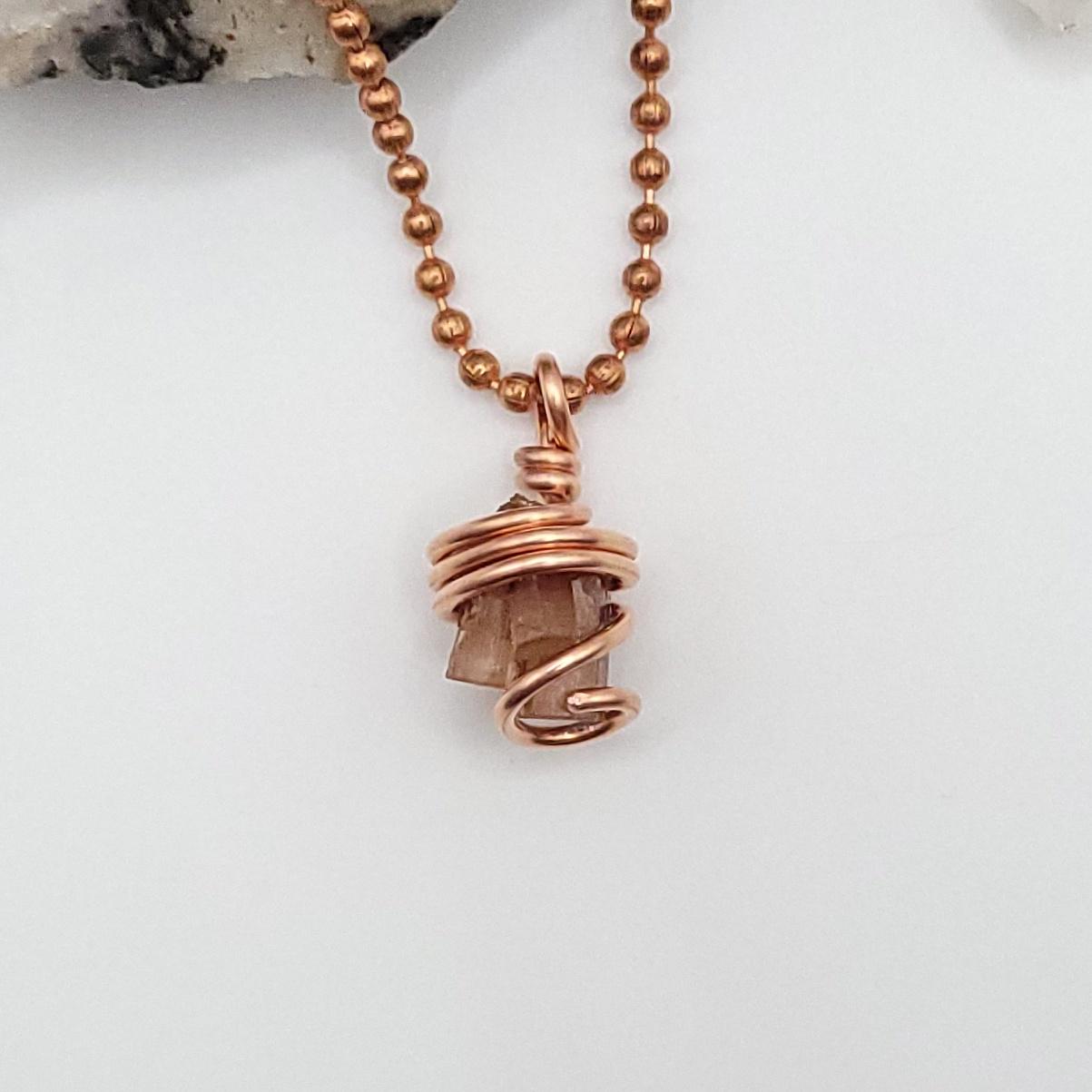 Raw Aragonite Pendant In Copper |crystal For Grounding & Stress Relief