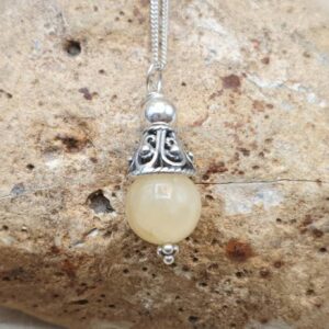 Small Aragonite Pendant, Yellow Rare Crystal Capricorn Jewellery