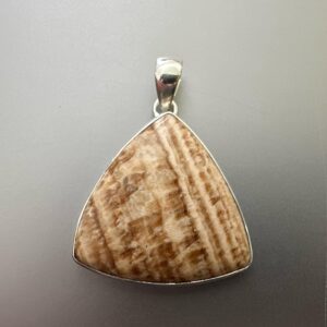 Sterling Silver Trillion Aragonite Pendant - Moroccan Gemstone
