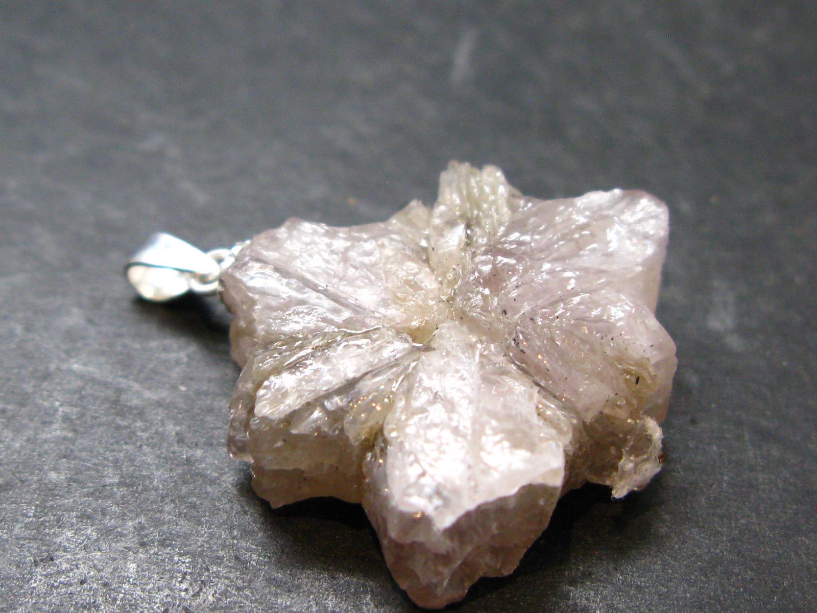 Terminated Aragonite Crystal Silver Pendant From Spain - 1.1" - 5.97 Grams