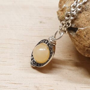 Tiny Aragonite Pendant. Yellow Minimalist Crystal Necklace. Reiki Jewelry