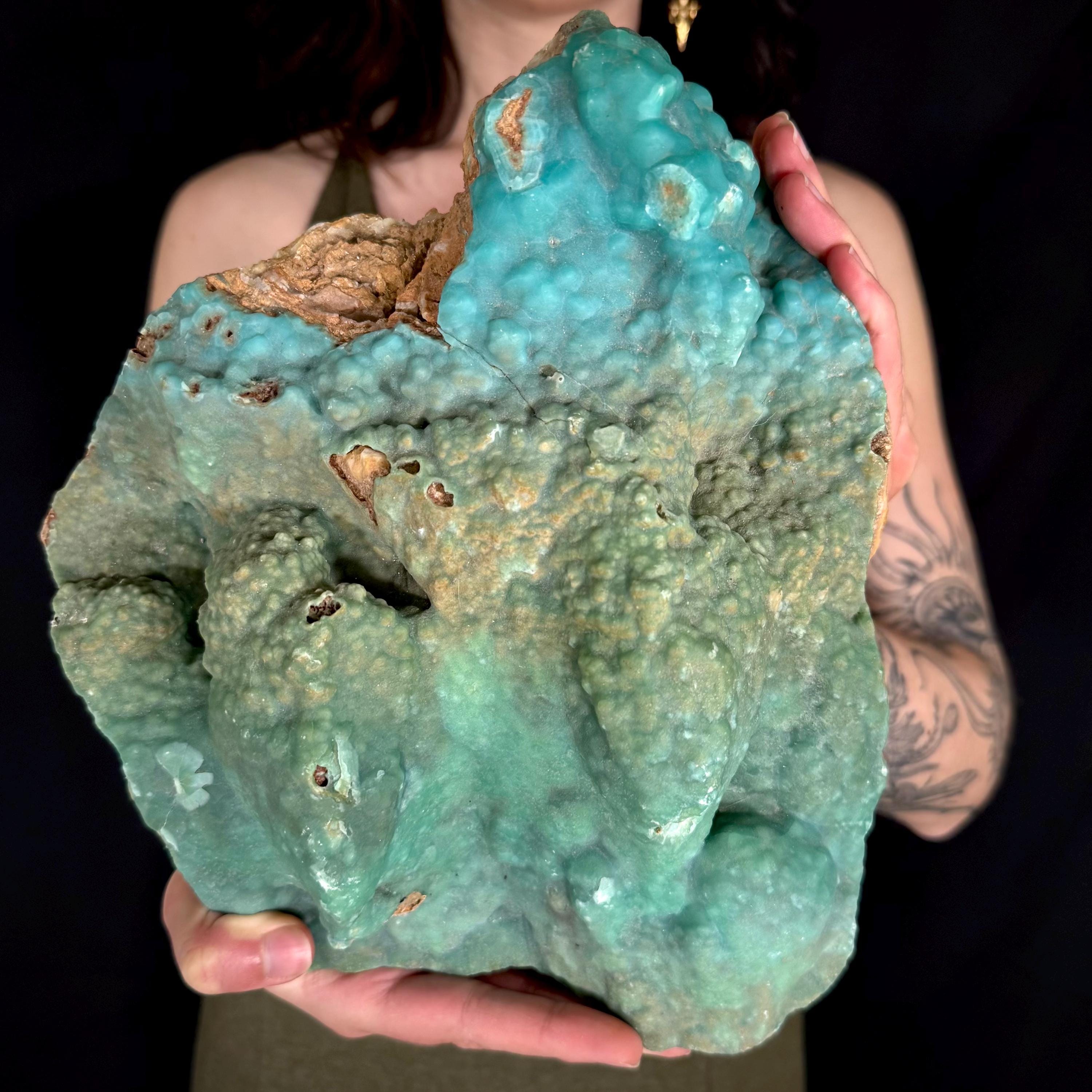 Massive Blue Aragonite Crystal Cluster | Mineral Collection Display Piece