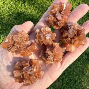 Set Of 6 Aragonite Crystal Clusters - Orange Natural Raw Stones From Morocco #1 Set Of 6 Aragonite Crystal Clusters - Orange Natural Raw Stones From Morocco #1