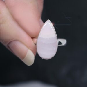 Cotton Candy - Natural Pink Aragonite Sterling Silver Ring Size 8
