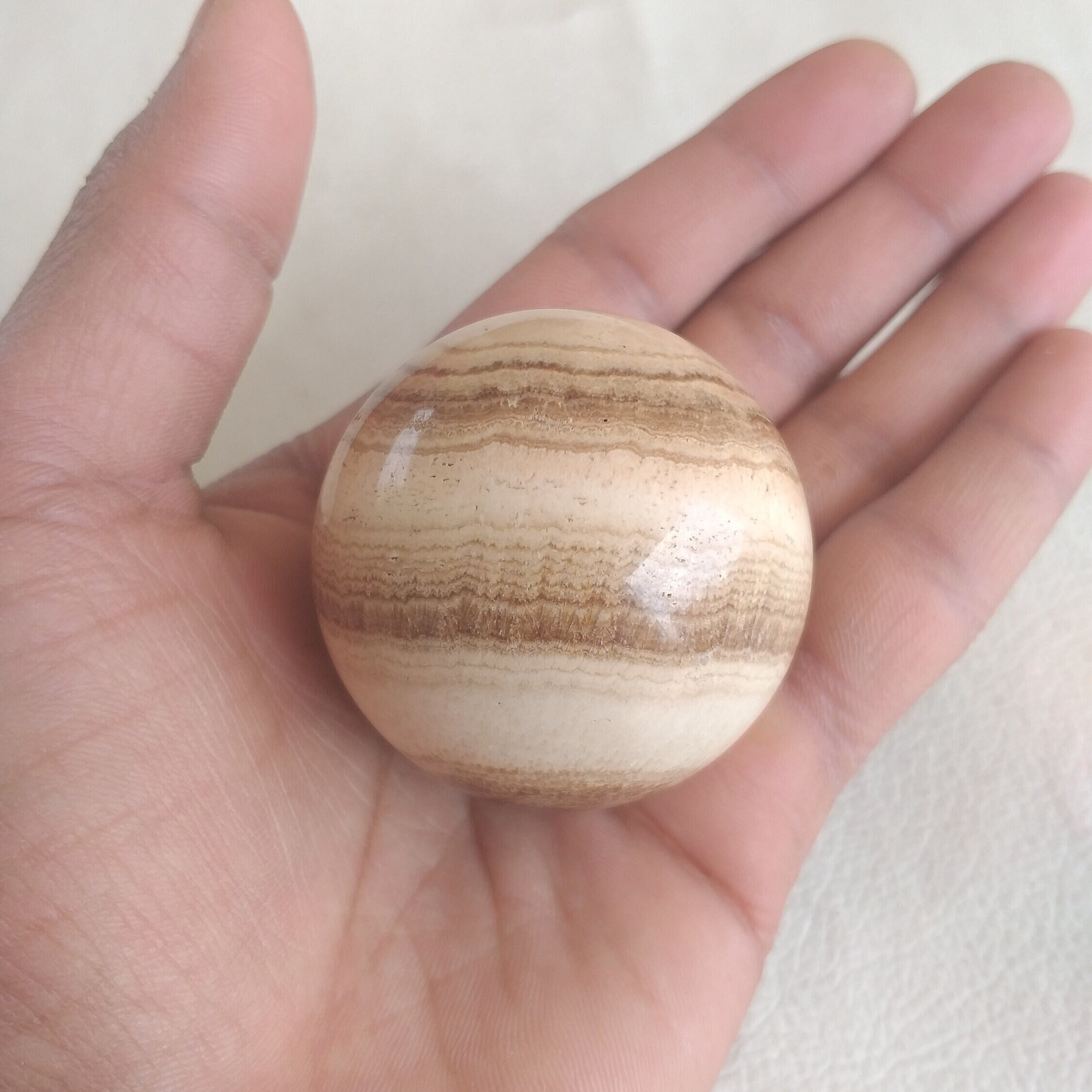 50mm Polished Aragonite Sphere: Natural Healing Crystal Ball