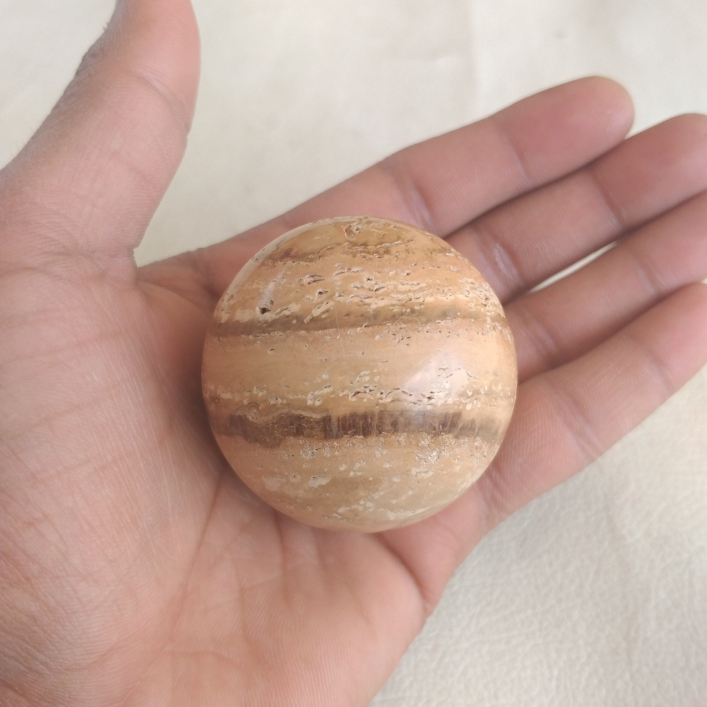 52 Mm Polished Aragonite Sphere: Healing Crystal Home Decor