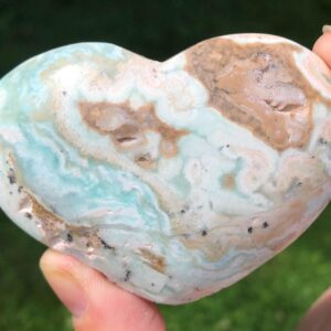Blue Aragonite Crystal Heart - Polished Gemstone Decor (2.9") #13 Blue Aragonite Crystal Heart - Polished Gemstone Decor (2.9") #13