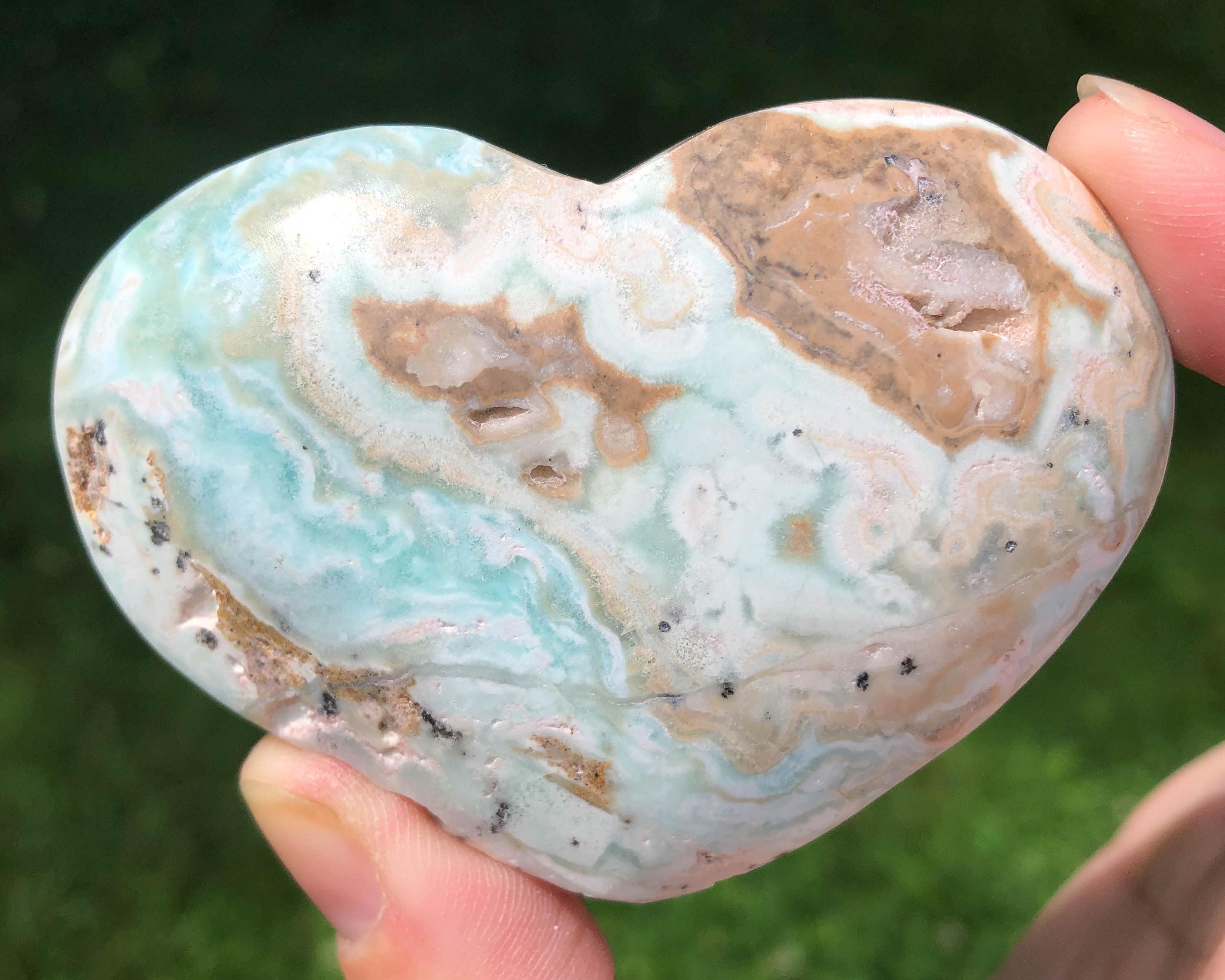 Blue Aragonite Crystal Heart - Polished Gemstone Decor (2.9") #13