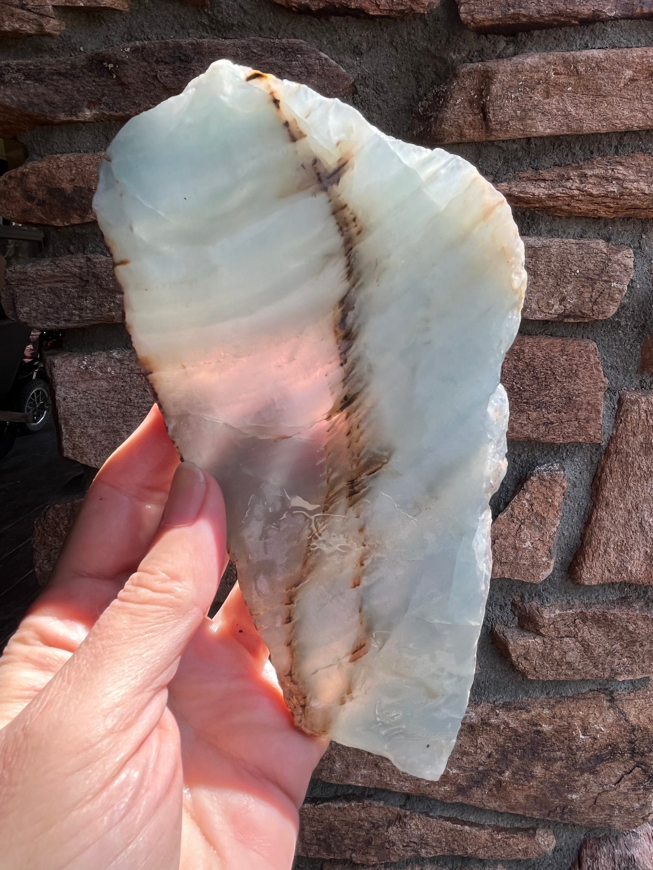 Blue Aragonite Lapidary Slab Natural Stone Not Polished For Cabbing