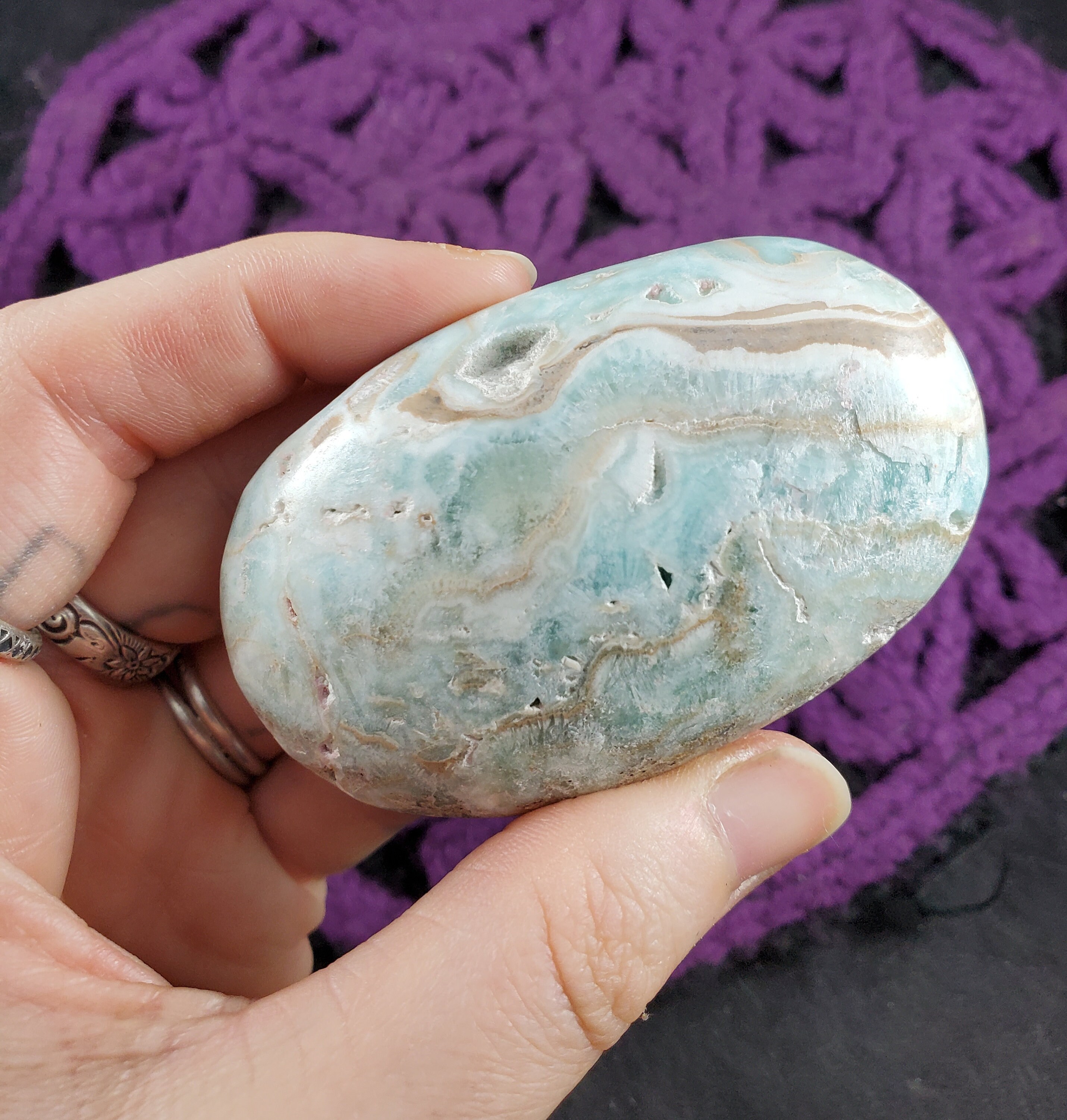 Blue Aragonite Palmstone Crystals Magick Stones Starseed Polished Afghanistan