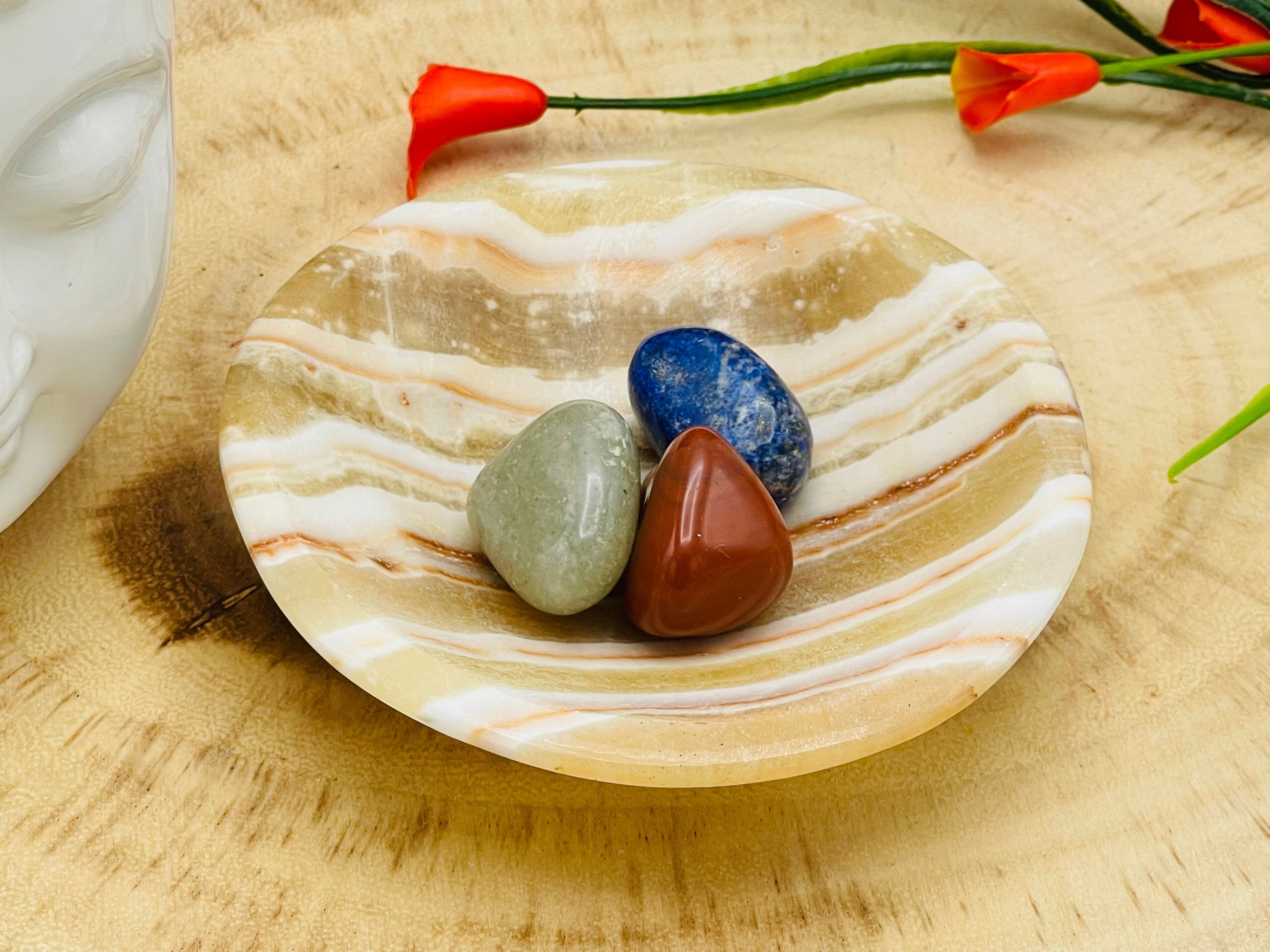 Aragonite Crystal Bowl For Incense And Crystals, Healing And Cleansing, 4 Inches