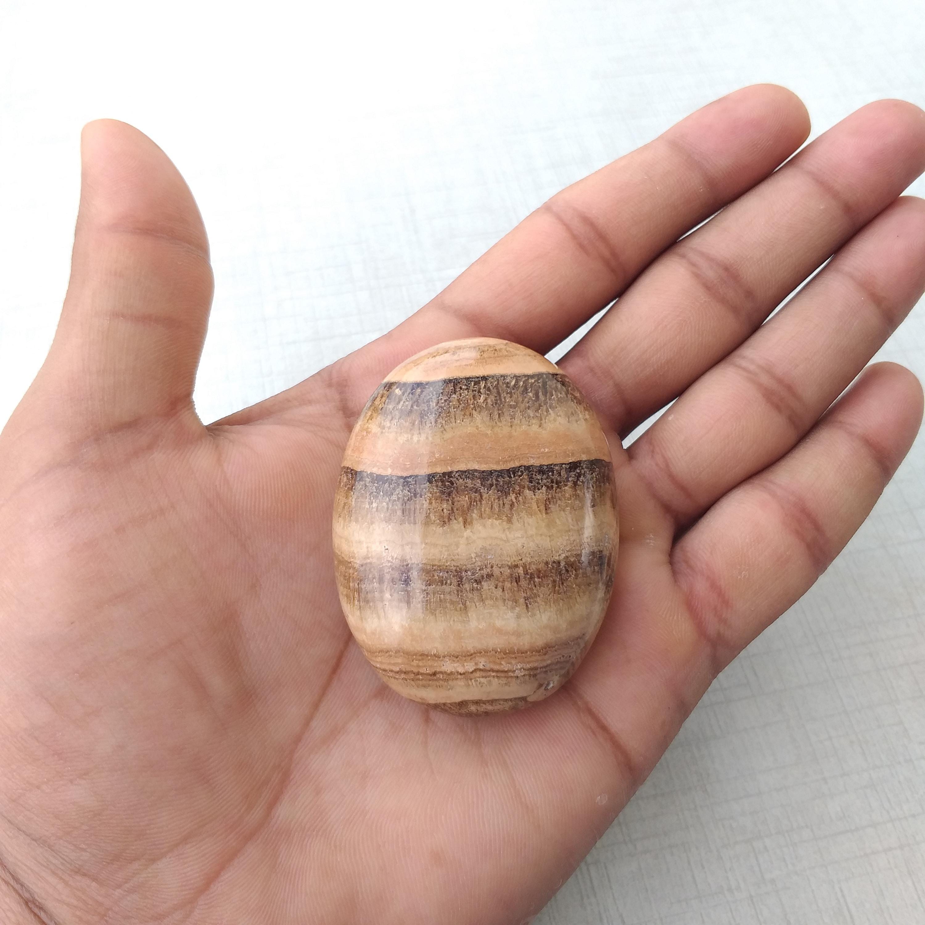 Handmade Polished Aragonite Palm Stone: Healing Crystal, Home Decor (57x43x23 Mm, 88.5 Grams