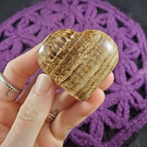 Aragonite Heart Crystal Stones Crystals Polished Brown Stripes carving carved shape rock striped Peru Aragonite Heart Crystal Stones Crystals Polished Brown Stripes carving carved shape rock striped Peru