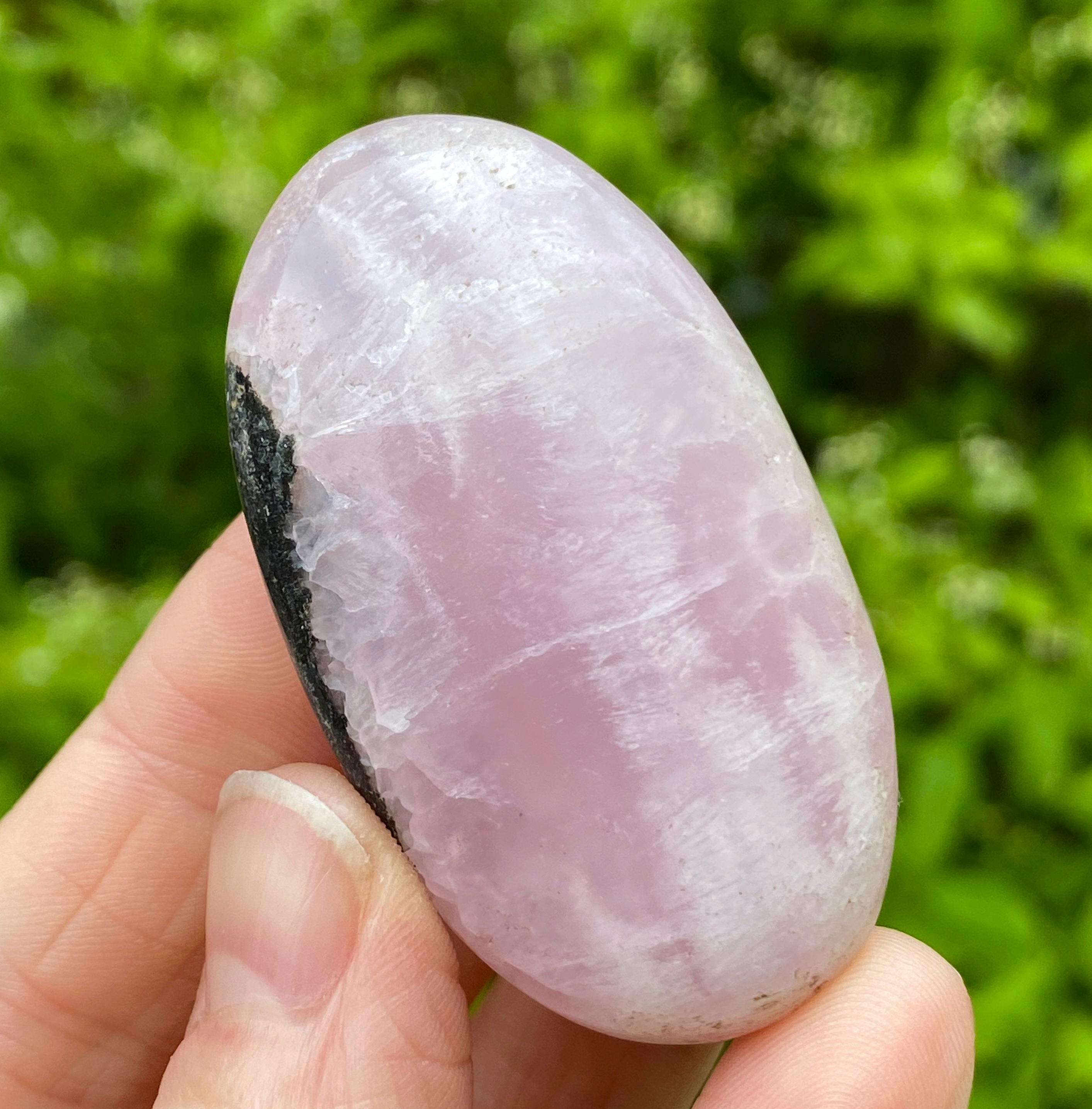 Pink Aragonite Palm Stone, Natural Pink Aragonite Stone, Exact Shown Pink Aragonite Palm Stone, Natural Pink Aragonite Stone, Exact Shown