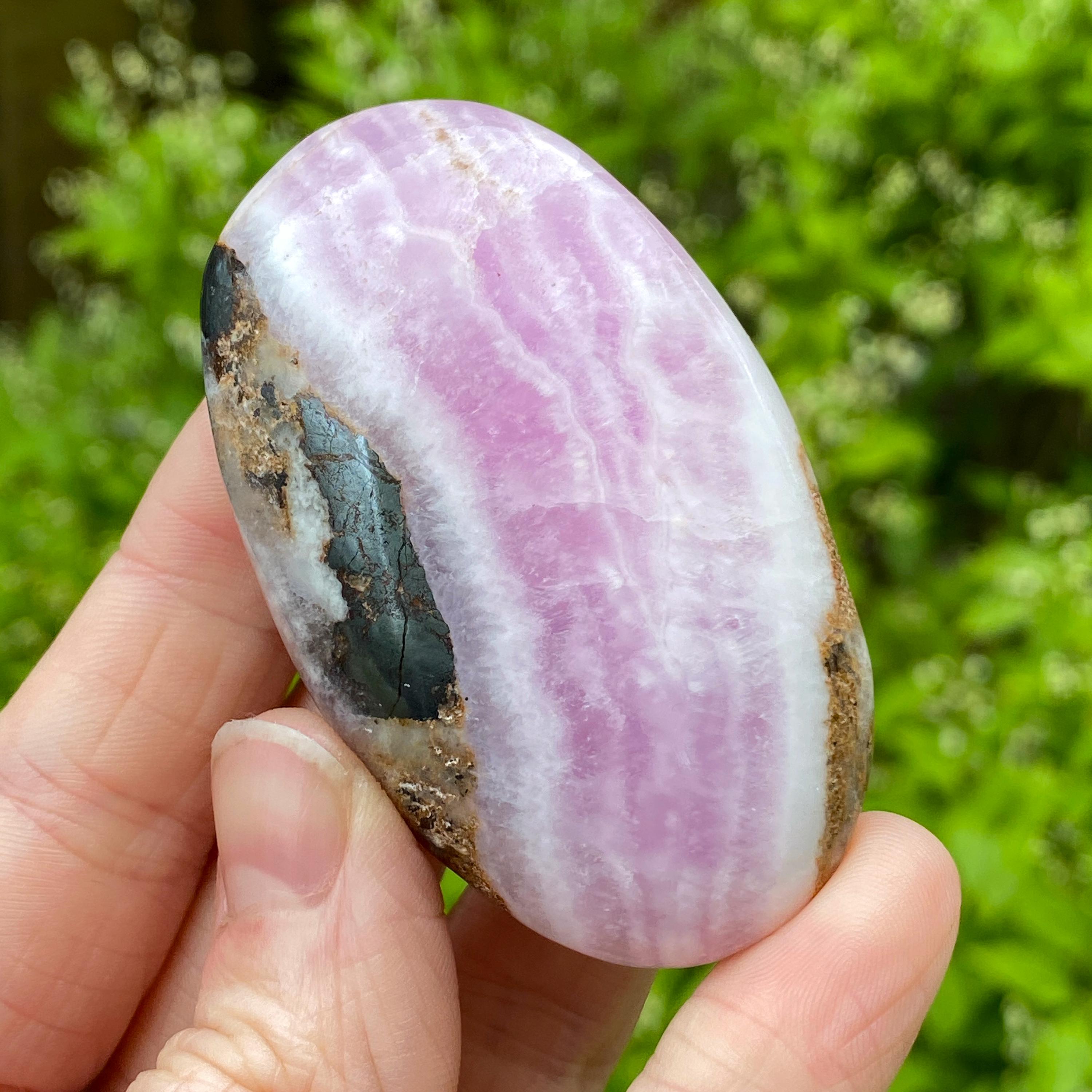 Pink Aragonite Palm Stone, Natural Pink Aragonite Stone, Exact Shown Pink Aragonite Palm Stone, Natural Pink Aragonite Stone, Exact Shown