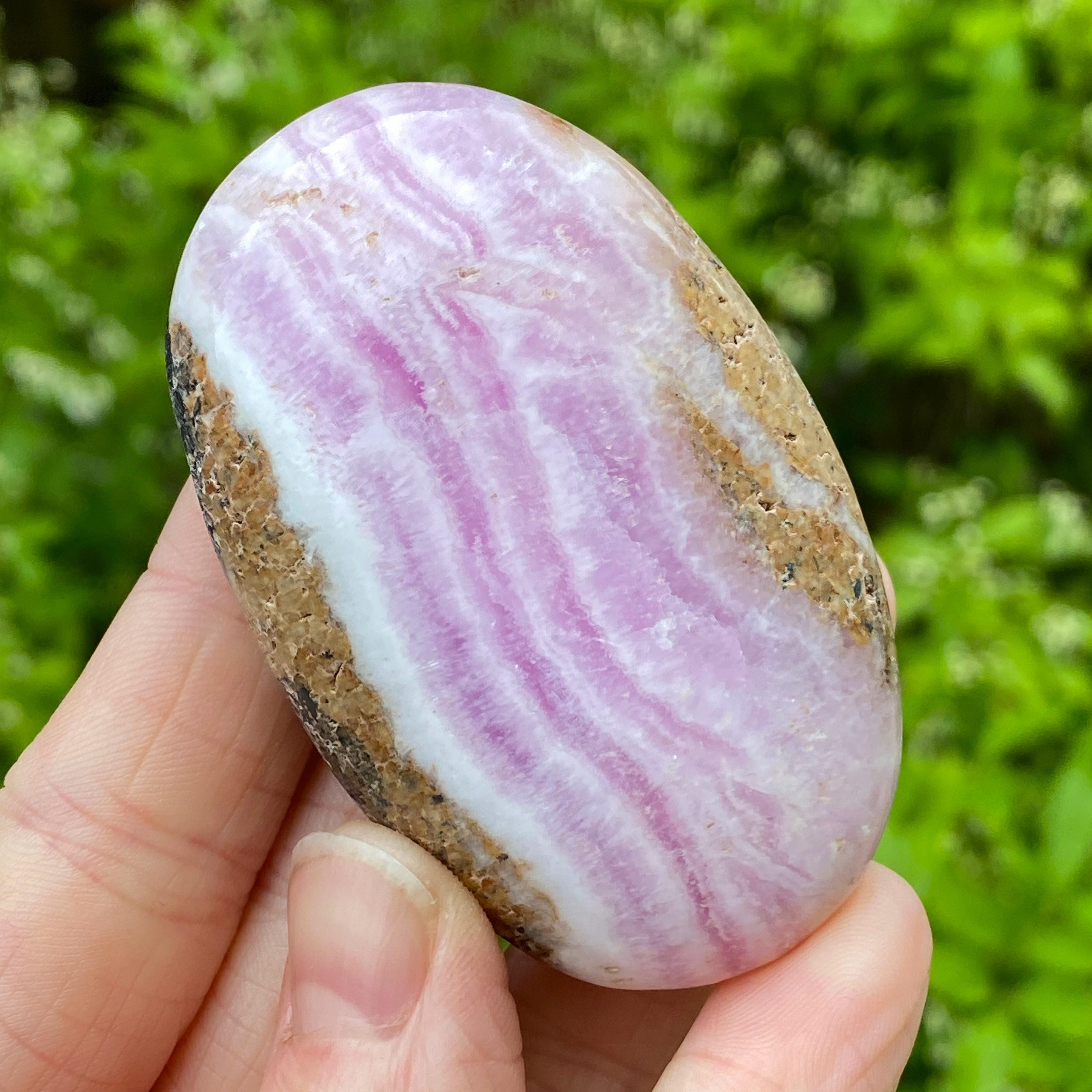 Pink Aragonite Palm Stone, Natural Pink Aragonite Stone, Exact Shown