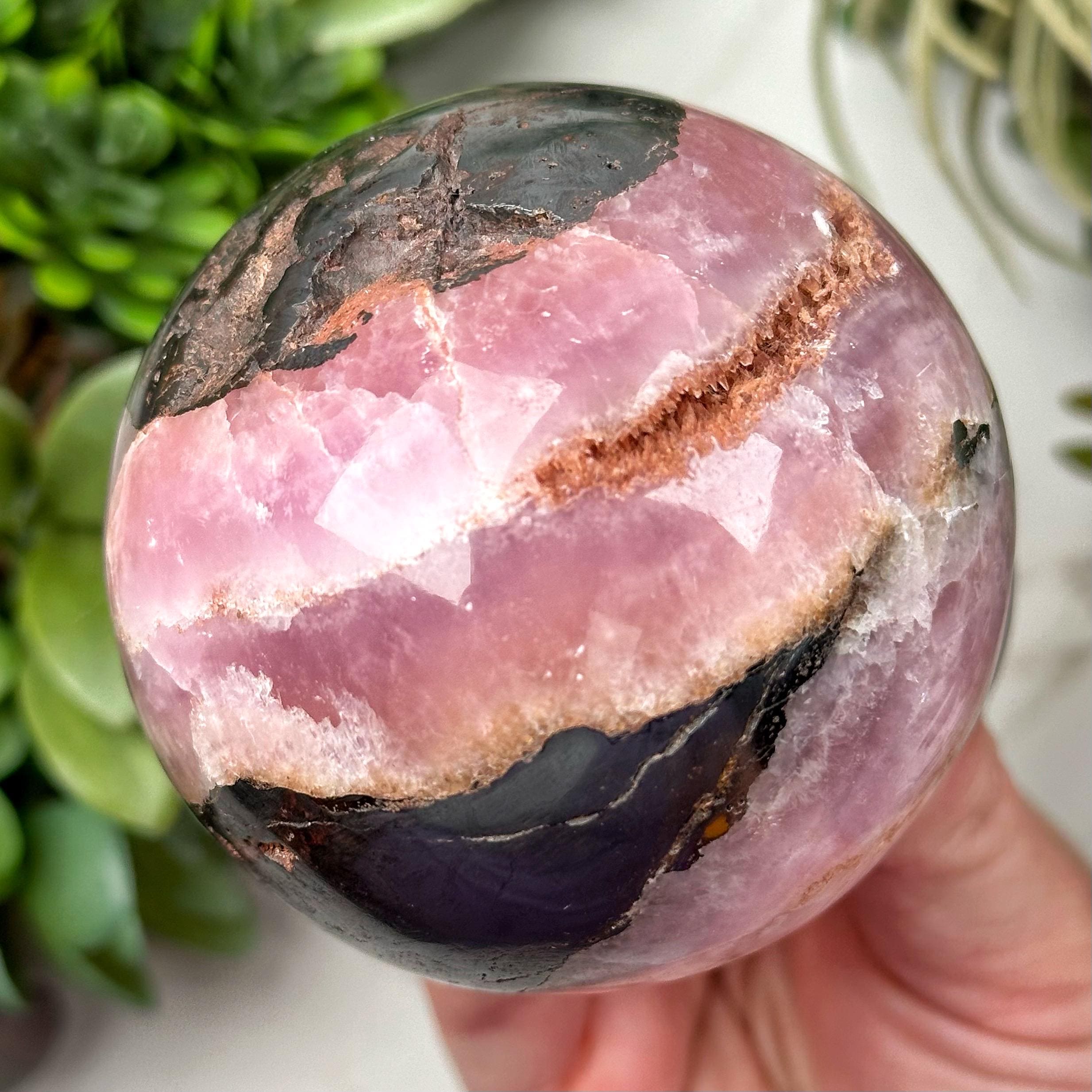Pink Aragonite Sphere | 68mm | - #3 (polished Crystal Ball, Heart Chakra, Healing Stone, Love)