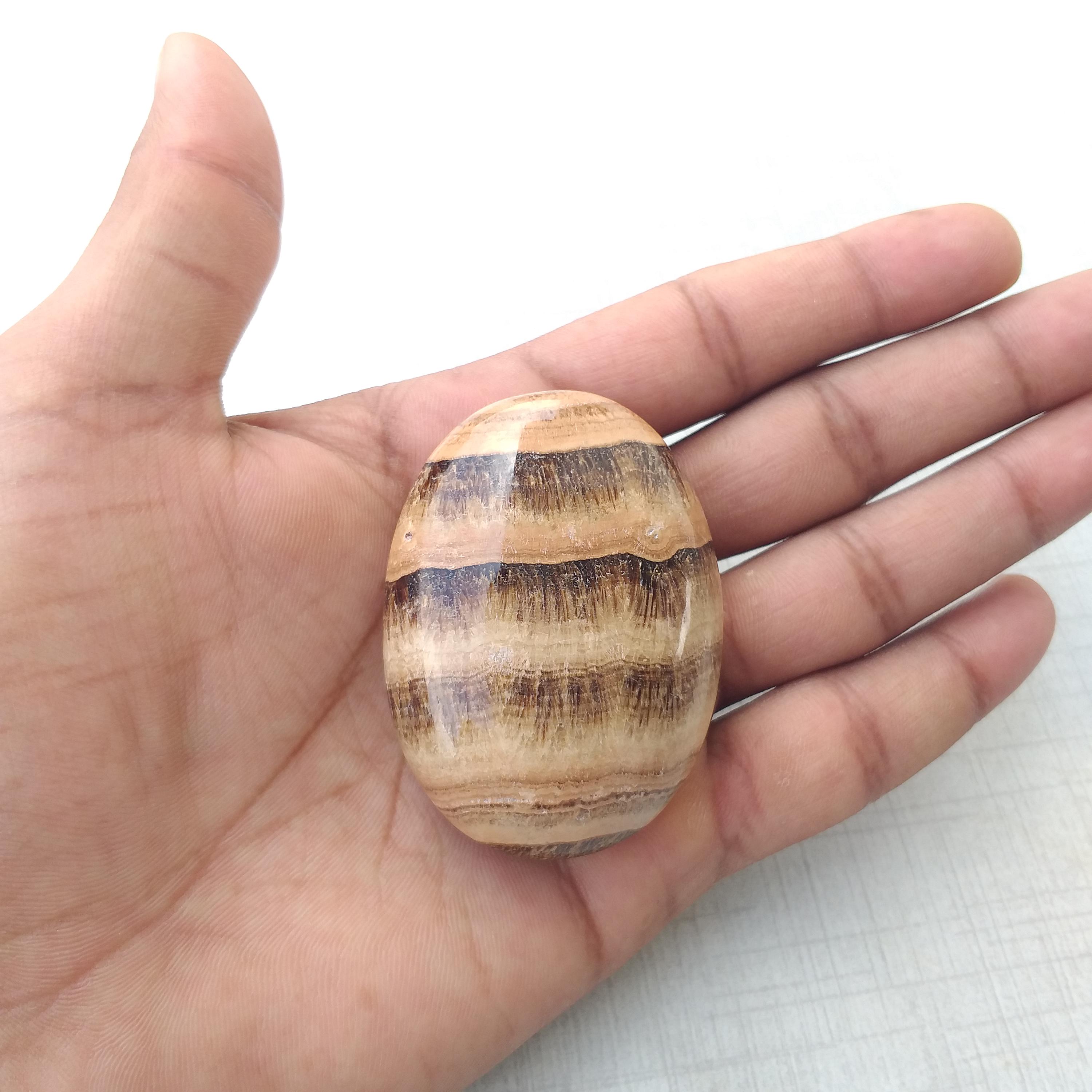Polished Aragonite Palm Stone: Healing Crystal Decor (58x43x22 Mm, 85.4 Grams