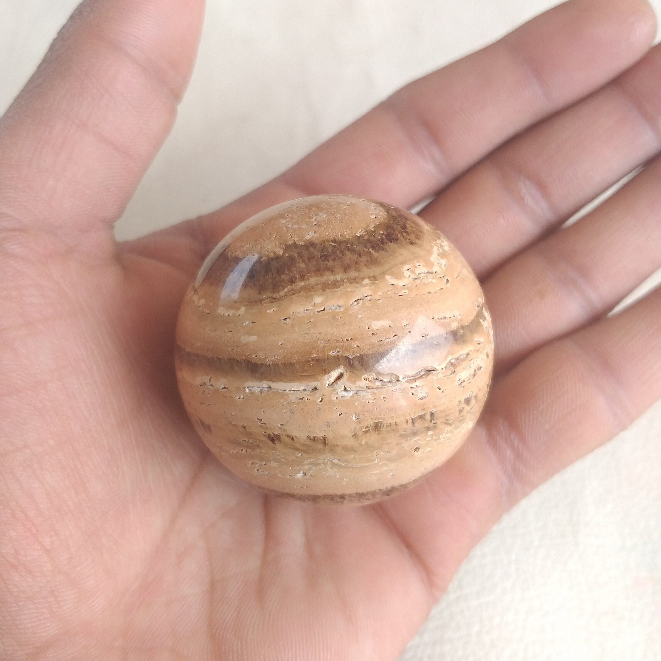 Polished Aragonite Sphere: 48mm Healing Crystal Home Decor