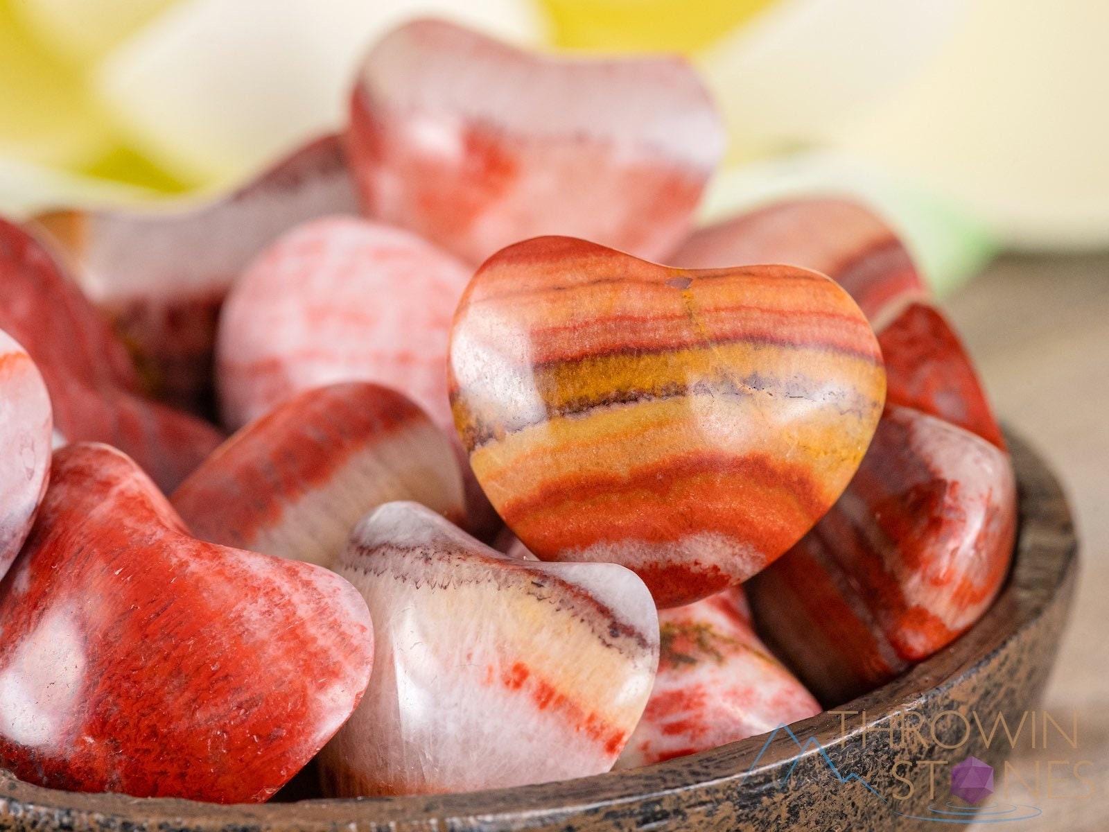 Red Banded Aragonite Crystal Heart - Self Care, Mom Gift, Home Decor, Healing Crystals And Stones, E1660 Red Banded Aragonite Crystal Heart - Self Care, Mom Gift, Home Decor, Healing Crystals And Stones, E1660