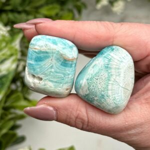 Blue Aragonite Tumble | S, M, L | - No. 330 (polished Crystal Pocket Stone, Throat Chakra, Healing Stone)