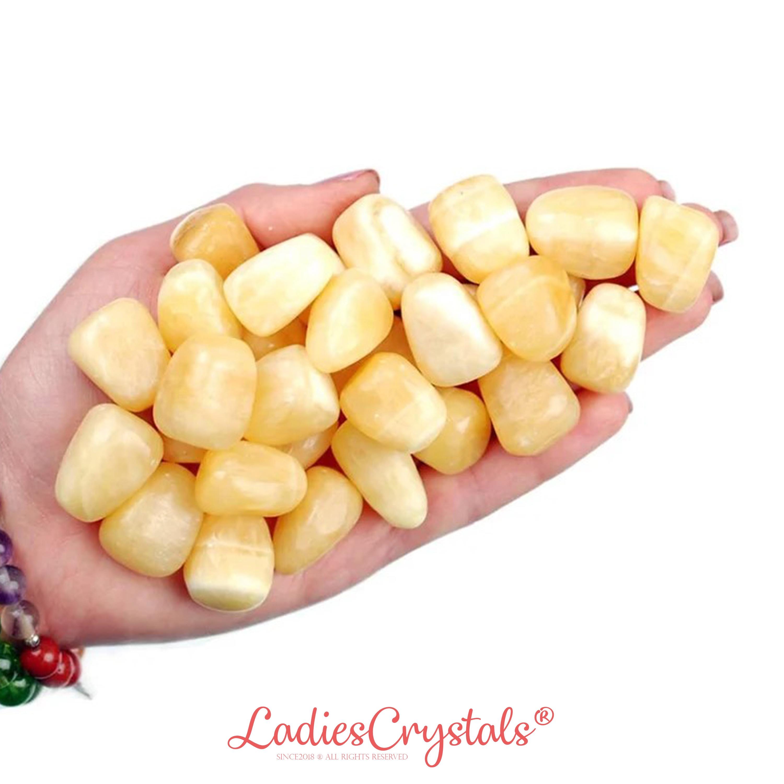 Yellow Aragonite Tumbled Stone, Gift For Crystal Lovers, Natural Honey Gold Gemstone