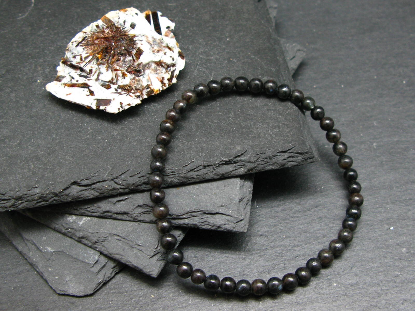 Astrophylite Astrophyllite Genuine Bracelet ~ 7 Inches ~ 4mm Round Beads