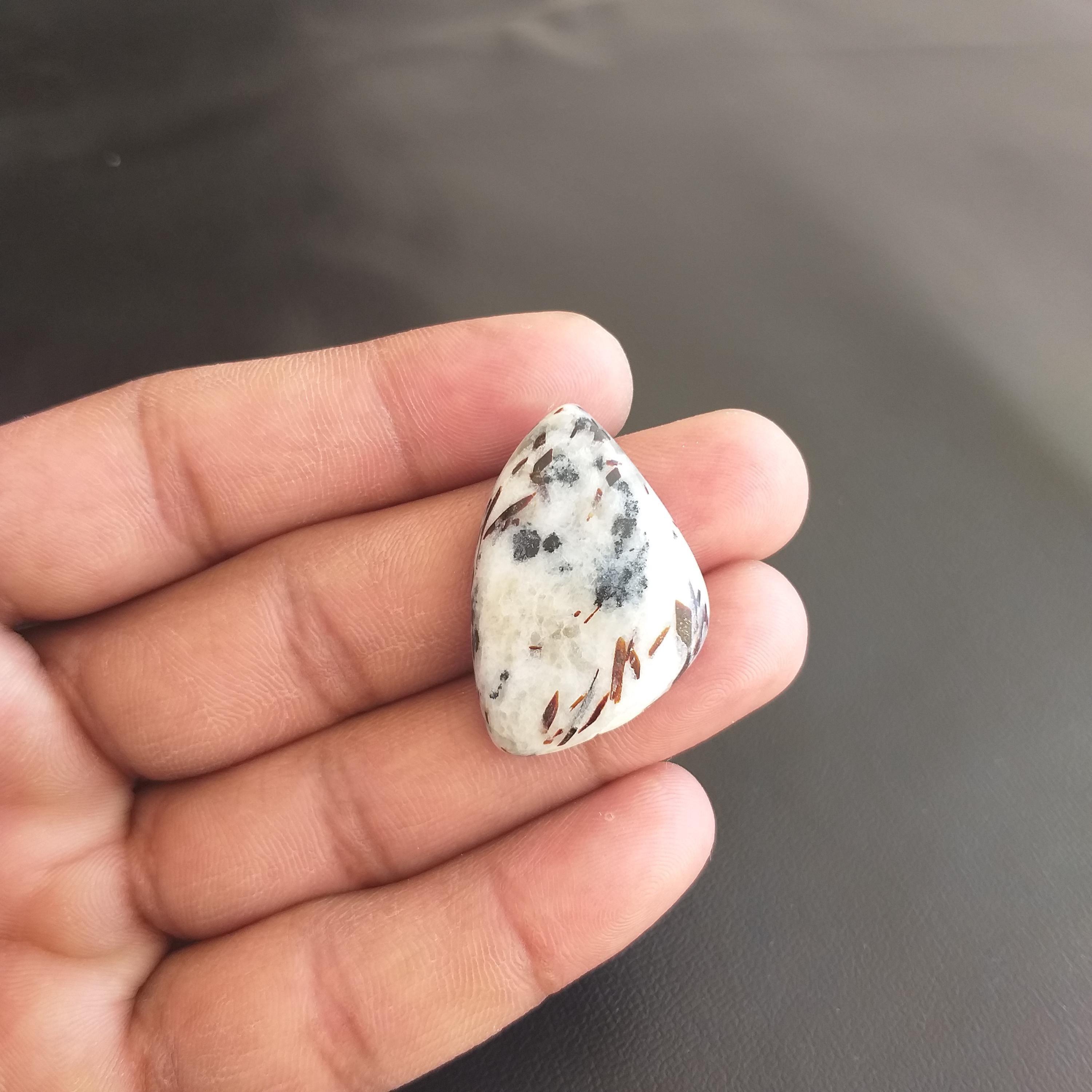 Natural Astrophyllite Gemstone Cabochon: Fancy Shape Gemstone (33x22x6, 36 Carat