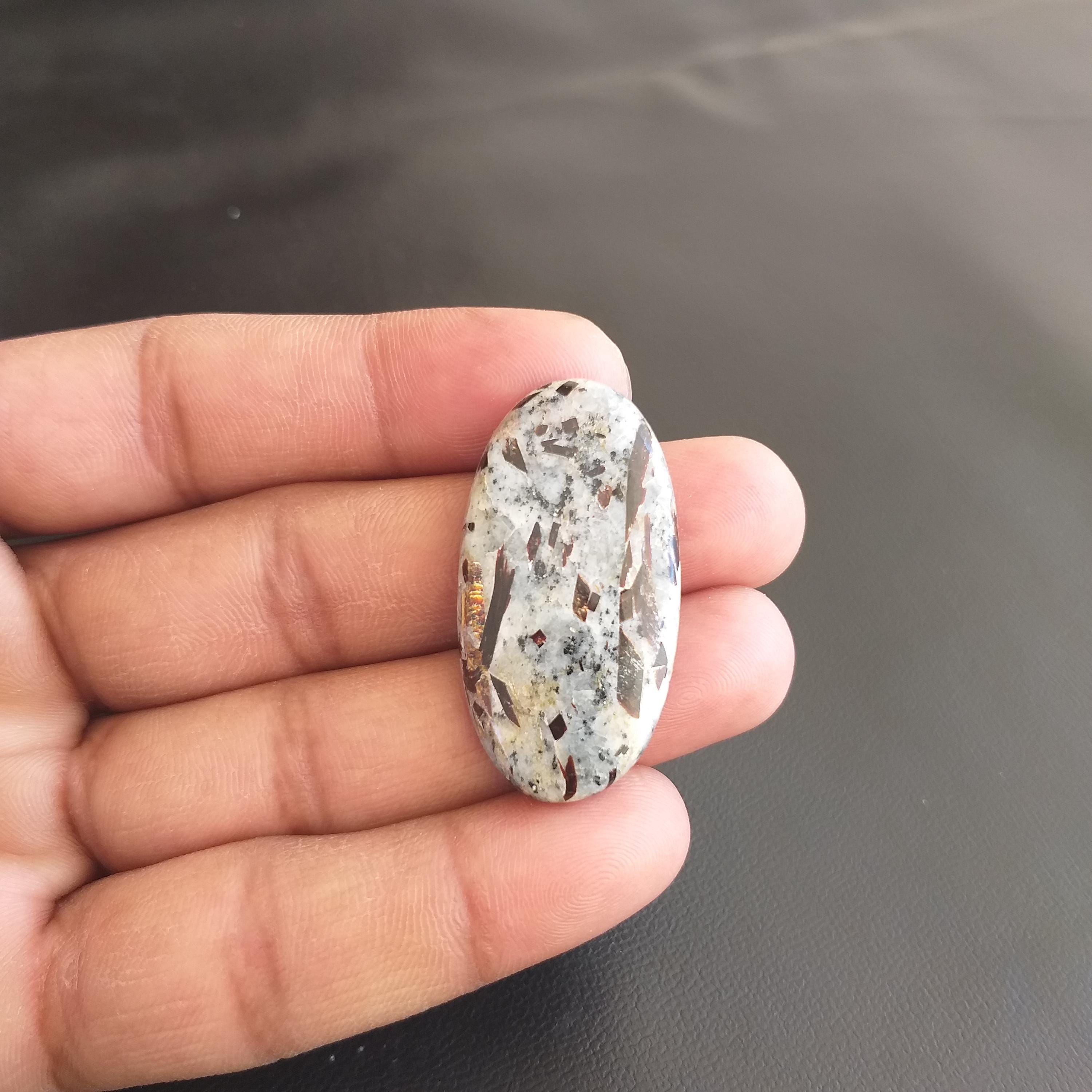 Natural Astrophyllite Stone Cabochon: Polished Oval Gemstone (39x20x5, 42 Carat Natural Astrophyllite Stone Cabochon: Polished Oval Gemstone (39x20x5, 42 Carat