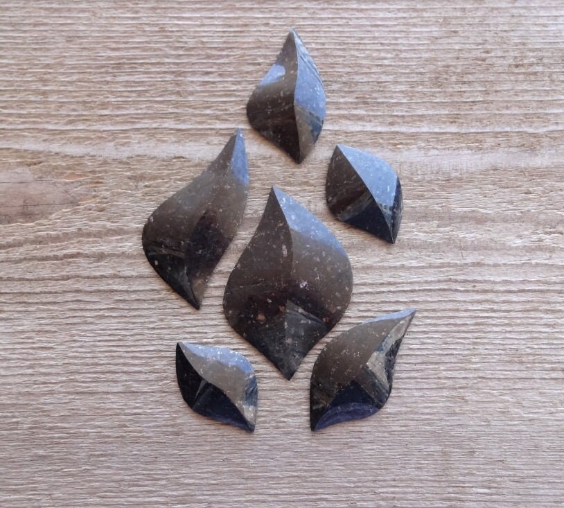 Pyroxenite With Astrophyllite Faceted Cabochon, Rare Natural Gemstone Cabochon