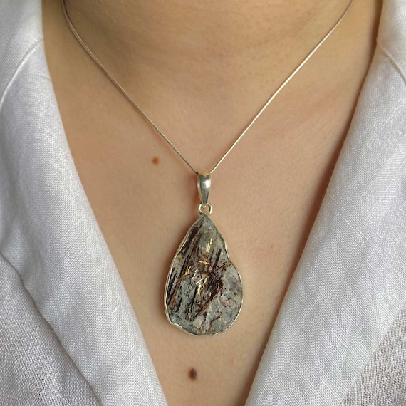 Astrophyllite Druzy Pendant Necklace / 925 Sterling Silver / Healing Gemstone / Gifts For Her / Astrophyllite  Statement Jewelry / Ast-p-1.