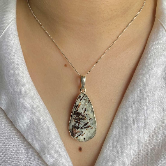Astrophyllite Druzy Pendant Necklace / 925 Sterling Silver / Healing Gemstone / Gifts For Her / Astrophyllite  Statement Jewelry / Ast-p-10.